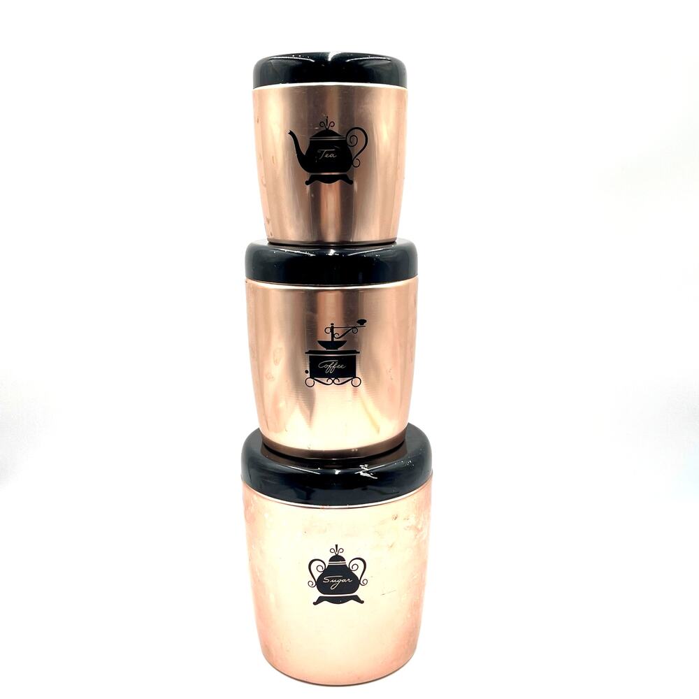 Vintage West Bend Rose Copper Aluminum 3 Piece Canister Set